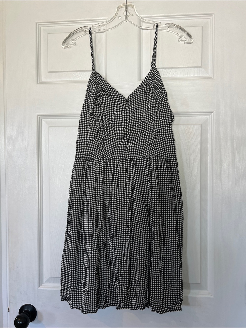 Maurices Black and White Gingham Spaghetti Strap Mini Dress
